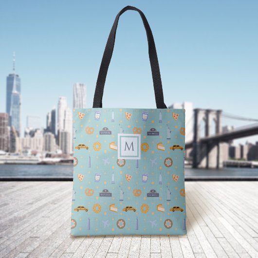 Modern New York City patroon groen monogram Tote Bag