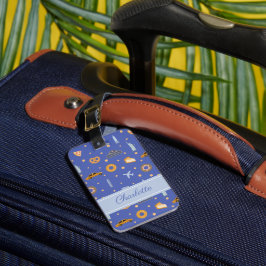 Modern New York City Patroon Royal Blue Naam Bagagelabel