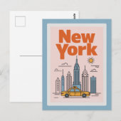 Modern New York City Travel Minimalist Skyline  Briefkaart (Voorkant / Achterkant)