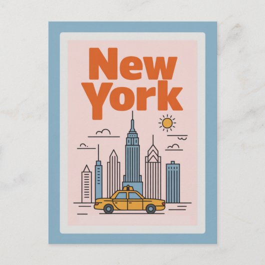 Modern New York City Travel Minimalist Skyline  Briefkaart (Voorkant)