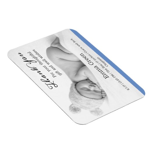 Modern Newborn Baby Foto Dank je Magnet Magneet (Rechterzijde)