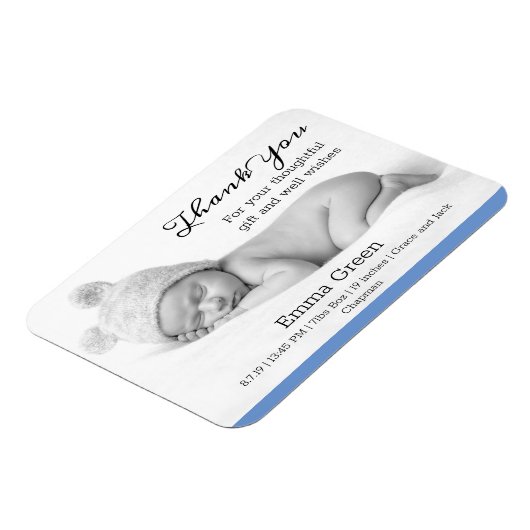 Modern Newborn Baby Foto Dank je Magnet Magneet (Linkerzijde)