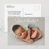 Modern Newborn baby Photo Birth Announcement  Briefkaart (Voorkant / Achterkant)