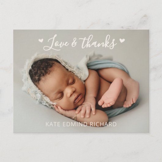 Modern Newborn baby Photo Birth Announcement  Briefkaart (Voorkant)