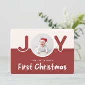 Modern Newborn Baby's First Christmas Two Photo Feestdagenkaart (Staand voorkant)