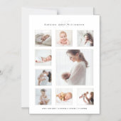 Modern Newborn Foto Collage & Monogram Birth Magnetische Uitnodiging (Voorkant)