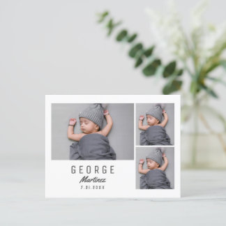 Modern Newborn Foto Unieke aankondiging van Baby Briefkaart