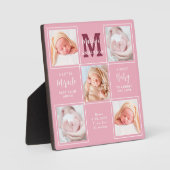 Modern Newborn Personalized 5 Photo Collage Pink Fotoplaat (Voorkant)
