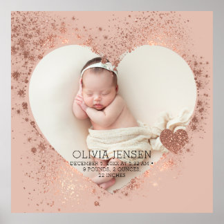 Modern Newborn Photo Birth Stats  Poster