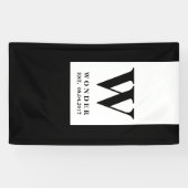Modern Newly Wed Monogram | Black Minimalist Logo Spandoek (Horizontaal)