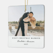 Modern Newly Weds 1st Christmas Photo Christmas Keramisch Ornament (Links)