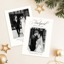 Modern Newlywed Christmas Black & White Photo