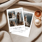 Modern Newlywed Merrily Ever After Christmas Photo Feestdagenkaart