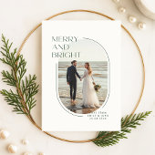 Modern Newlywed Romantic Beach Photo Christmas Feestdagenkaart
