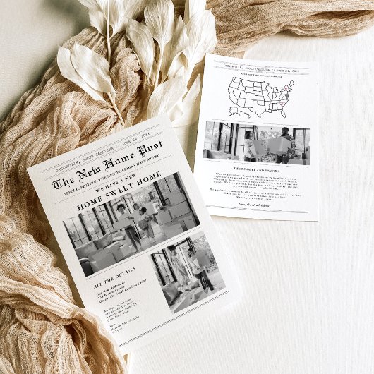 Modern Newspaper Moving Announcement Kaart