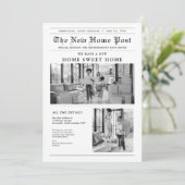 Modern Newspaper Moving Announcement Kaart (Staand voorkant)