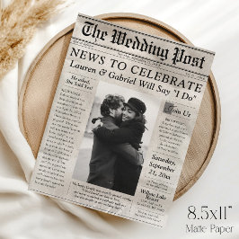 Modern Newspaper Paper Photo Wedding Invitation