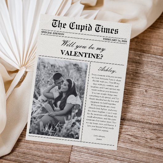 Modern Newspaper Photo Valentine's Day Card Feestdagenkaart