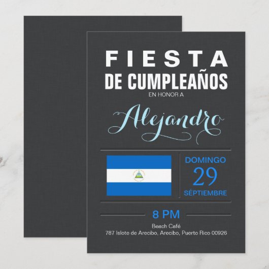 Modern: Nicaragua Feest Kaart (Voorkant / Achterkant)