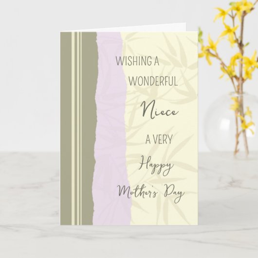 Modern nichtje Happy Moederdag Kaart (Gele Bloem)