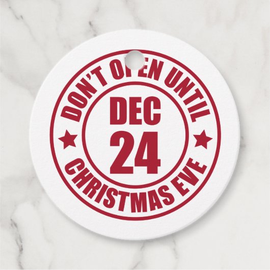 Modern Niet openen tot kerstavond stempel Bedankjes Labels (Voorkant)