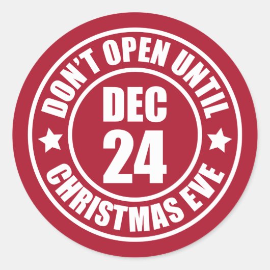 Modern Niet openen tot kerstavond stempel Ronde Sticker (Voorkant)
