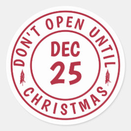 Modern Niet openen tot Kerststempel Ronde Sticker
