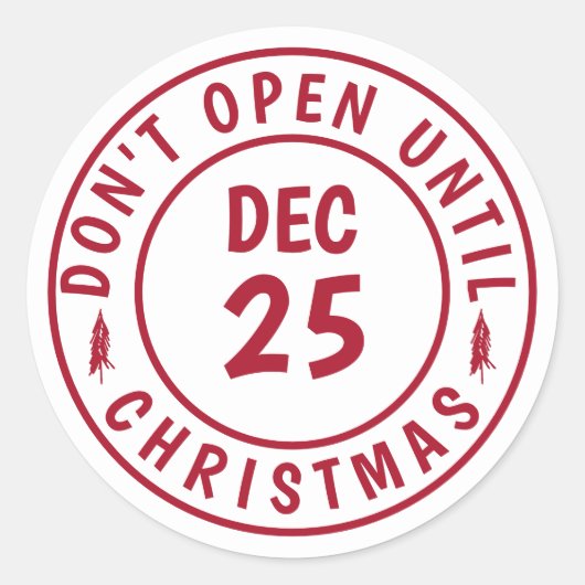 Modern Niet openen tot Kerststempel Ronde Sticker (Voorkant)