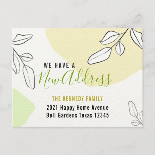 Modern Nieuw Adres Abstract Aquarel Verhuizen Aankondigingskaart (Voorkant)