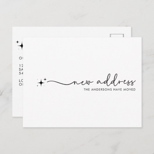 Modern Nieuw Adres Handgeschreven Scriptster Briefkaart (Voorkant / Achterkant)