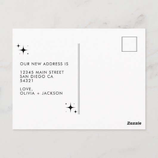 Modern Nieuw Adres Handgeschreven Scriptster Briefkaart (Achterkant)