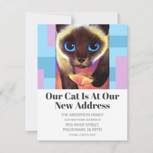 Modern nieuw adres We hebben huisdier kat tekst ve Aankondiging (Voorkant)