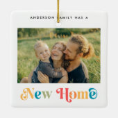 Modern nieuw huis kleurrijke retro kerst keramisch ornament (Achterkant)