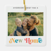 Modern nieuw huis kleurrijke retro kerst keramisch ornament (Voorkant)