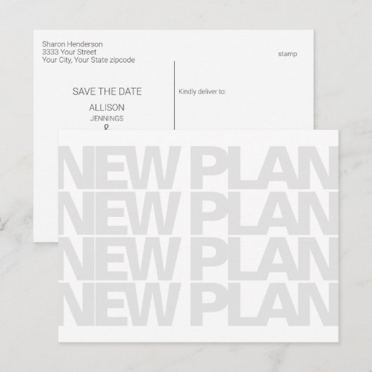 Modern Nieuw Plan Trouwen Save the Date Aankondigingskaart (Voorkant / Achterkant)