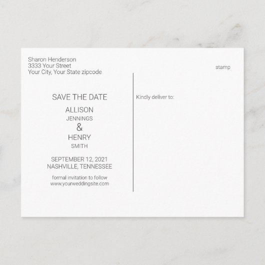 Modern Nieuw Plan Trouwen Save the Date Aankondigingskaart (Achterkant)