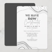 Modern nieuwe coördinaten grijs bewegen aankondiging (Voorkant / Achterkant)