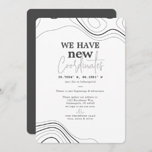 Modern nieuwe coördinaten grijs bewegen aankondiging