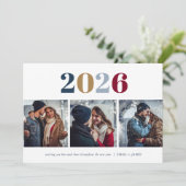 Modern nieuwjaar | 3 Foto Feestdagenkaart (Staand voorkant)
