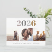 Modern nieuwjaar | 3 Foto Feestdagenkaart (Staand voorkant)