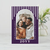 Modern Nieuwjaar Cheer Fotokaart Bericht op Terug Feestdagenkaart (Staand voorkant)