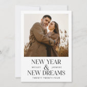 Modern Nieuwjaar Nieuwe Dromen Kerstpaar Foto Feestdagenkaart (Voorkant)