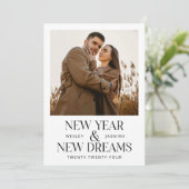 Modern Nieuwjaar Nieuwe Dromen Kerstpaar Foto Feestdagenkaart (Staand voorkant)