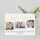 Modern Nieuwjaar wat een jaarscript 3 foto's Folie Feestdagenkaart (Staand Voorkant)