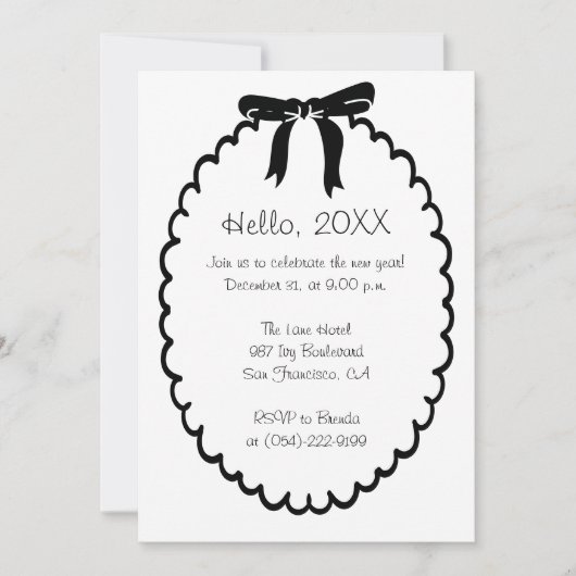 Modern Nieuwjaar Wavy Line grens en boog Feestdagenkaart (Voorkant)