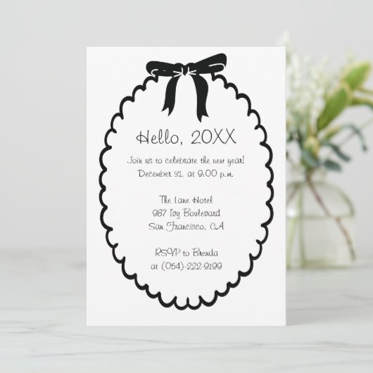 Modern Nieuwjaar Wavy Line grens en boog Feestdagenkaart (Staand voorkant)