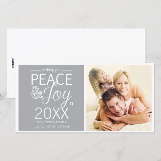 Modern Nieuwjaar wenst vrede en vreugde Feestdagenkaart (Voorkant / Achterkant)