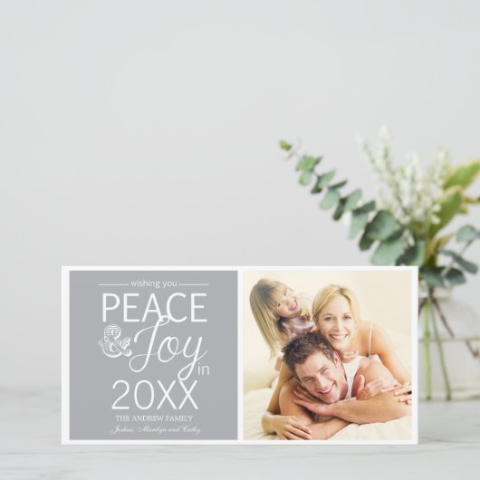 Modern Nieuwjaar wenst vrede en vreugde Feestdagenkaart (Staand voorkant)