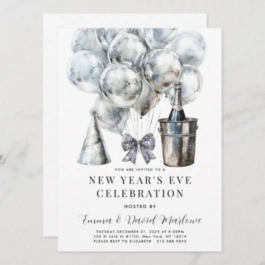 Modern Nieuwjaarsfeest Kaart (Voorkant / Achterkant)