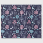 Modern Night Forest Deer Cadeaupapier (Vlak)